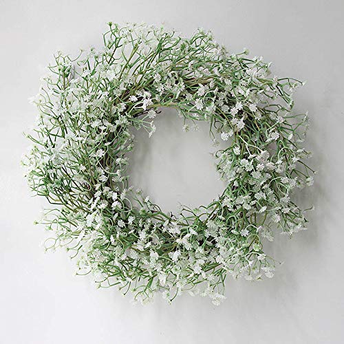 SANGDA Gypsophila-Kranz, 40,6 cm, künstlicher Babyatm-Kranz, weißer Schleierkraut, Blumenranken-Girlande, hängende Hochzeits-Blumengirlande für Hochzeit, Tisch-Hintergrunddekoration Cover