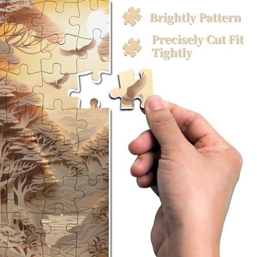 Puzzle Forest Sunset para Adultos 1000 piezas, desafío difícil Árbol de la Vida Rompecabezas de papel con efecto 3D miniatura 4