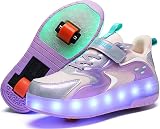 RESLIDE Roller Shoes with LED Light Two Wheels for Boys Girls Rechargeable Sport Sneaker （Pink 6.5 Big Kid）