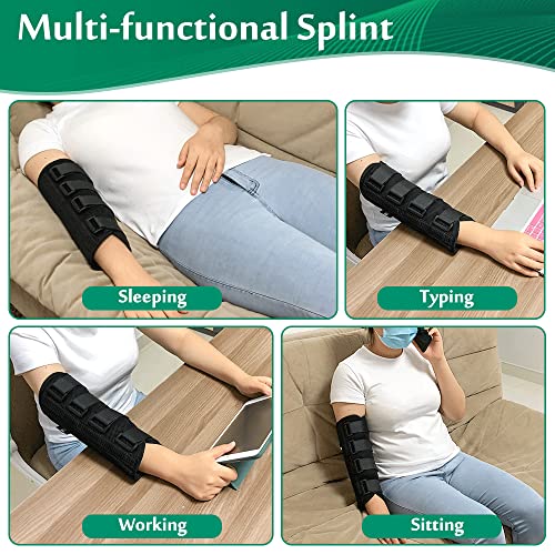 Elbow Splint Brace Ulnar Nerve Entrapment Cubital Tunnel for Sleeping Elbow Immobilizer Arm Brace Night Support for Pain Tennis Arthritis Elbow Restraint Wrap Arm Band (L) - Thumbnail 4
