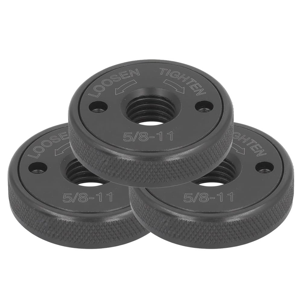 Vjsujehgy 3pcs Quick Release Nut for Anlgle Grinder,5/8-11 Self Locking Flange Nuts Metal Lock Grinder Knurled Arbor Nut
