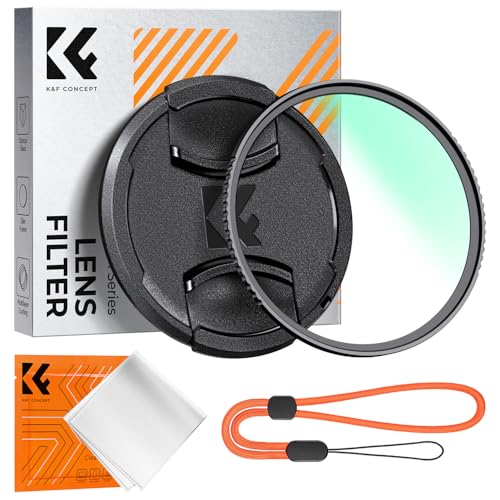 K&F CONCEPT UV Filter 58mm mit Objektivdeckel,Reinigungstuch,Schutzfilter mit 18 Schichten Nanobeschichtungen (Nano Klear)