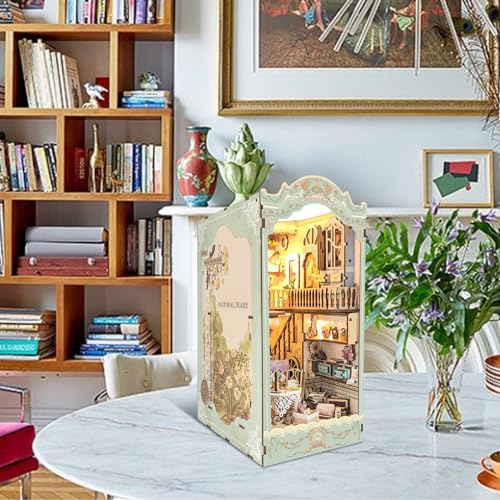 DIY Book Nook Kit - 3D Wooden Puzzle with LED Lights and Dust Cover - DIY Miniature House Kit Bookshelf Insert Decor,Birthday for Teens Adult-Countryside Diary by SUDOPOR - Used condition - Image 6