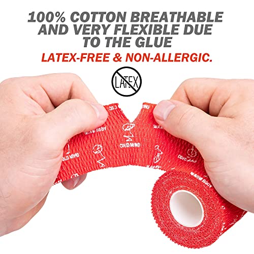 Image of WARM BODY COLD MIND 1.85 inch Weightlifting Thumb Tape - Hook Grip Tape for Powerlifting, Cross Training, Gym Tape, Workout, Weight Lifting Tape, Athletic Finger Wrap (Red 6 Rolls)