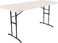 Lifetime 6-Foot Adjustable Height Commercial Nesting Table, Almond - Durable Folding Table for Indoor Outdoor Use
