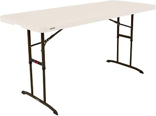 Lifetime 6-Foot Adjustable Height Commercial Nesting Table, Almond - Durable Folding Table for Indoor Outdoor Use