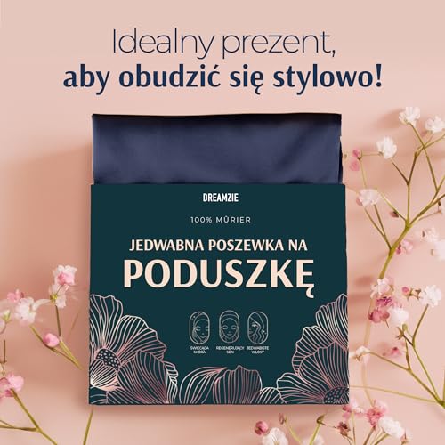 Jedwabna poszewka na poduszkę DREAMZIE – 100% naturalny jedwab morwowy – do włosów i skóry – Jedwab 19 mm po obu stronach – 1 sztuka – Ciemnoniebieski – 50×70 cm