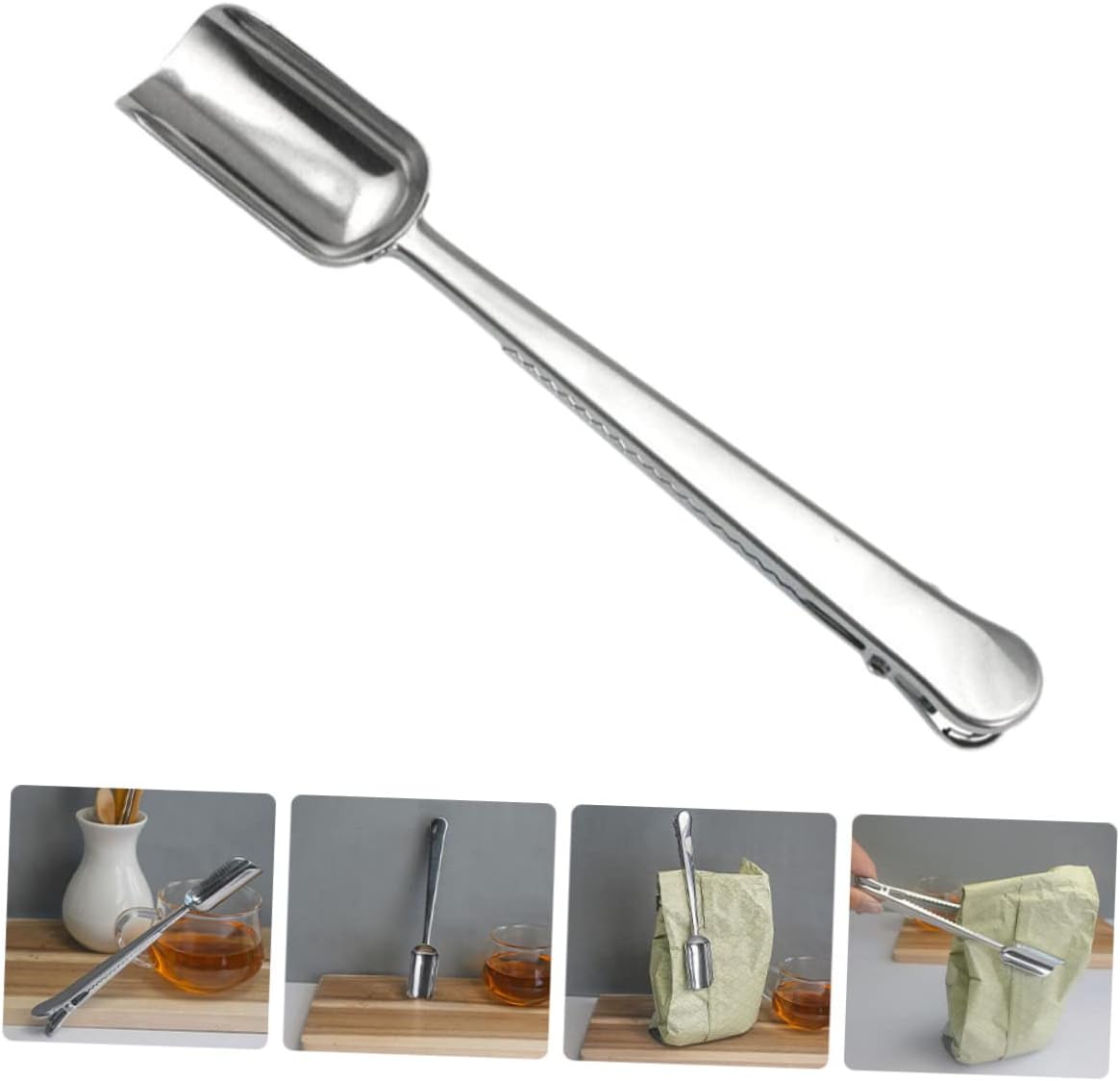Mikinona Stainless Steel Tea Spoon Clip Practical Tea Scoop Shovel and More Home Kitchen Utensil