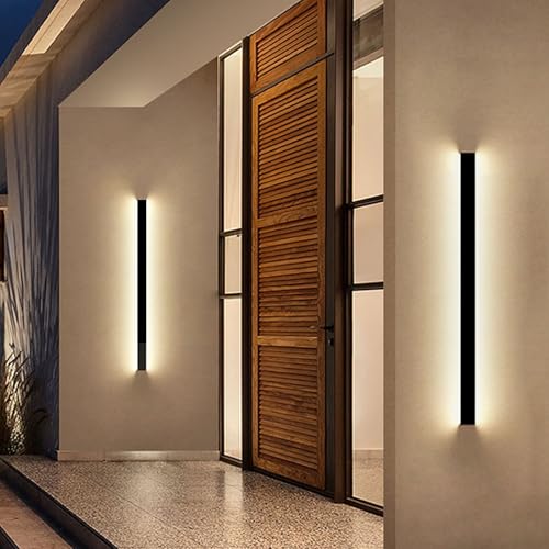 Image of Outdoor Wall Light Fixture - 39inch Black Exterior Sconces, Outside Garage Exterior Lights, Dimmable Modern Outdoor Wall Mount Lighting for House, Porch, Patio, Front Door, Corridor