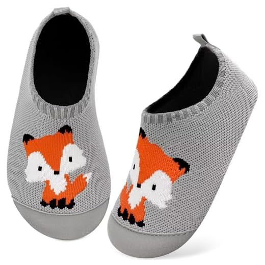 Kyopp Hausschuhe Kinder Junge Mädchen Pantoffeln Atmungsaktive Rutschfest Weich Barfussschuhe für Lauflernschuhe Kleinkinder Schuhe Kindergarten Unisex (Fuchs 26/27EU)