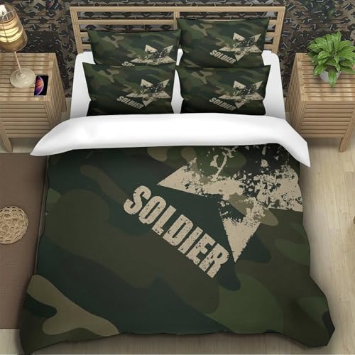 Parure de lit militaire 140x200 avec housse de couette 3D confortable