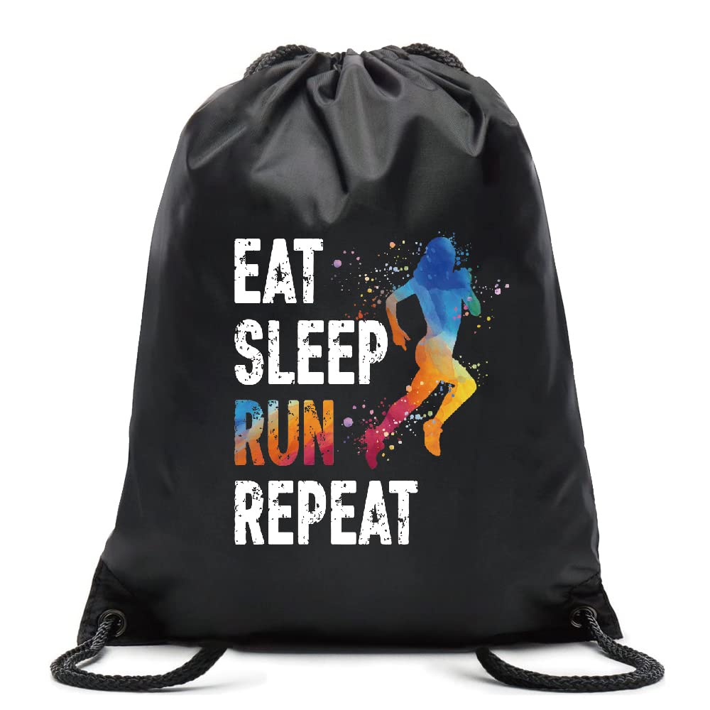 Eat Sleep Run Woman Repeat Drawstring Waterproof Backpack, Run Sports Bag for Women, Run Player Gifts, Run Gift for Run Lover Run Fan, Run Lover Gift Idea