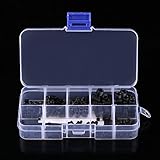 Stockage efficace : les vis sont soigneusement placées dans une boîte transparente refermable pour un transport et un stockage faciles.