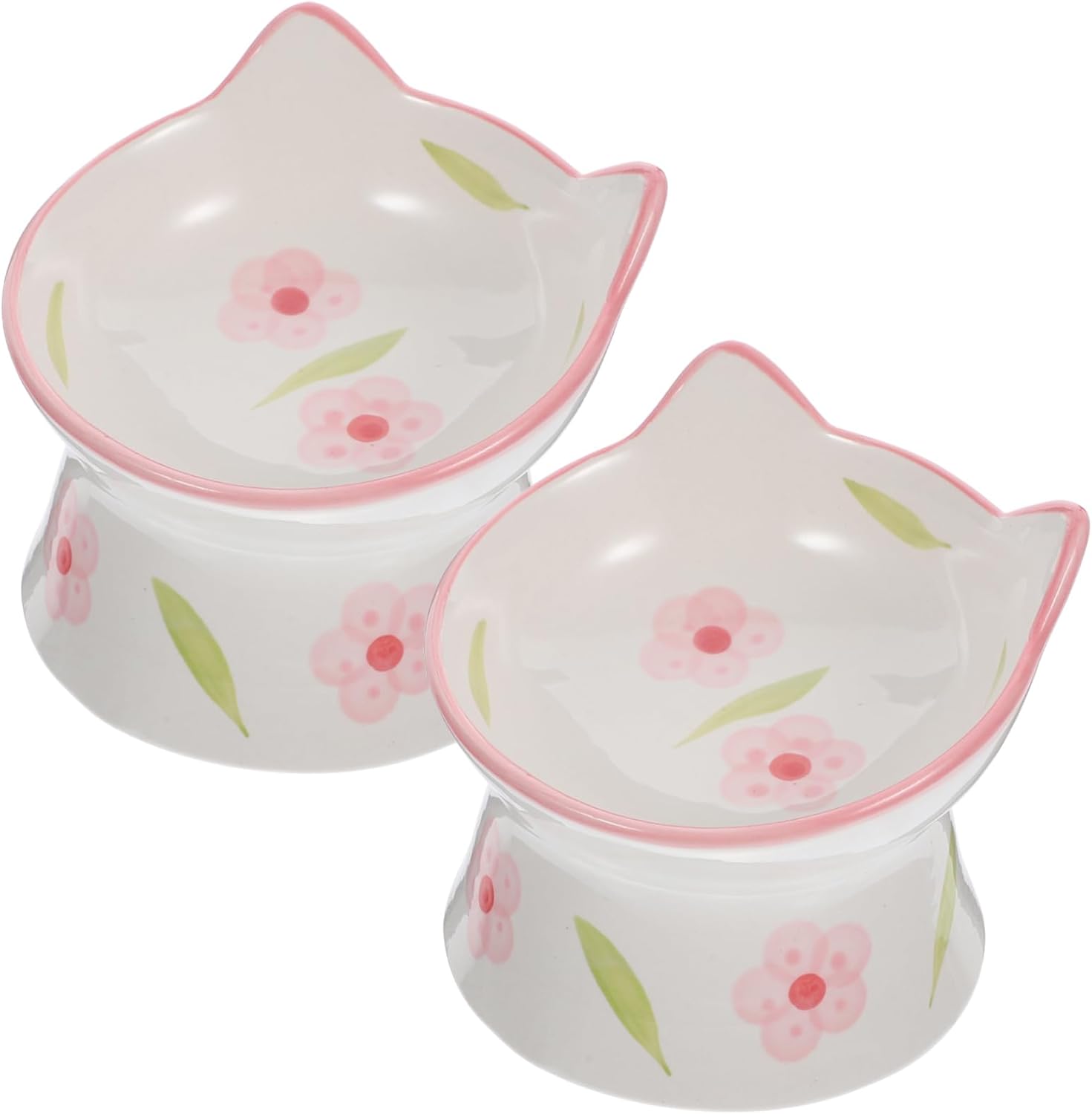 2pcs Capacity Raised Cat Bowl Pet Supplies for Cat and Puppy Feeder Neck Protection Design