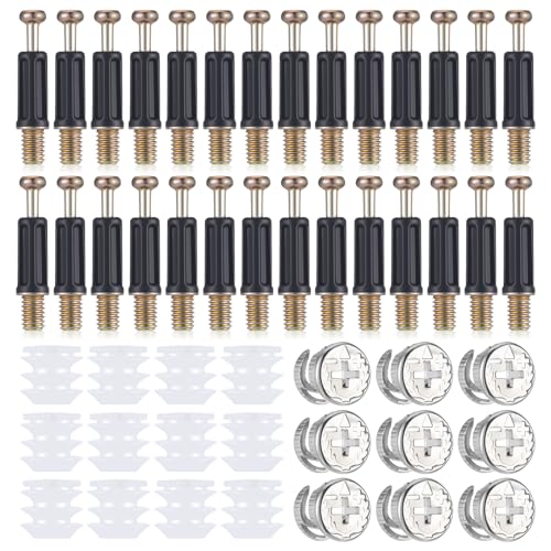 Cam Lock Nuts and Cams Screws, 20 Sets Cam Locks for Furniture M6 X 35mm 3-in-1 Eccentric Hardware Wheels Cams Connector Bolt Fittings Fasteners Hardware Parts