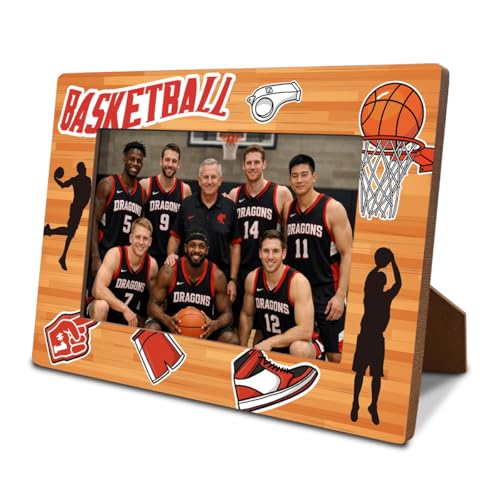 XQLSR Basketball Picture Frame Sports Themed Photo Frame for 4x6 Inches Photos Tabletop Display Frames for Players and Coaches Gift to Basketball Enthusiasts Home Office Decor