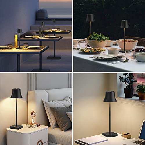 SAKRINGT LED Cordless Table Lamps Rechargeable,5000mAh Battery Operated Table Light,3 Color Stepless Dimming,Portable Small Desk Lamp in Aluminum for Party Patio Restaurant Indoor/Outdoo