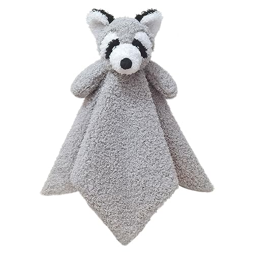 Image of Doindute Baby Gray Raccoon Soft Stuffed Animal Security Blanket, Plush Raccoon Character Lovey Blanket, Baby Shower/Nursery Gift, Newborn Infant Toddler Snuggle Blankie for Boys Girls, 14 Inches