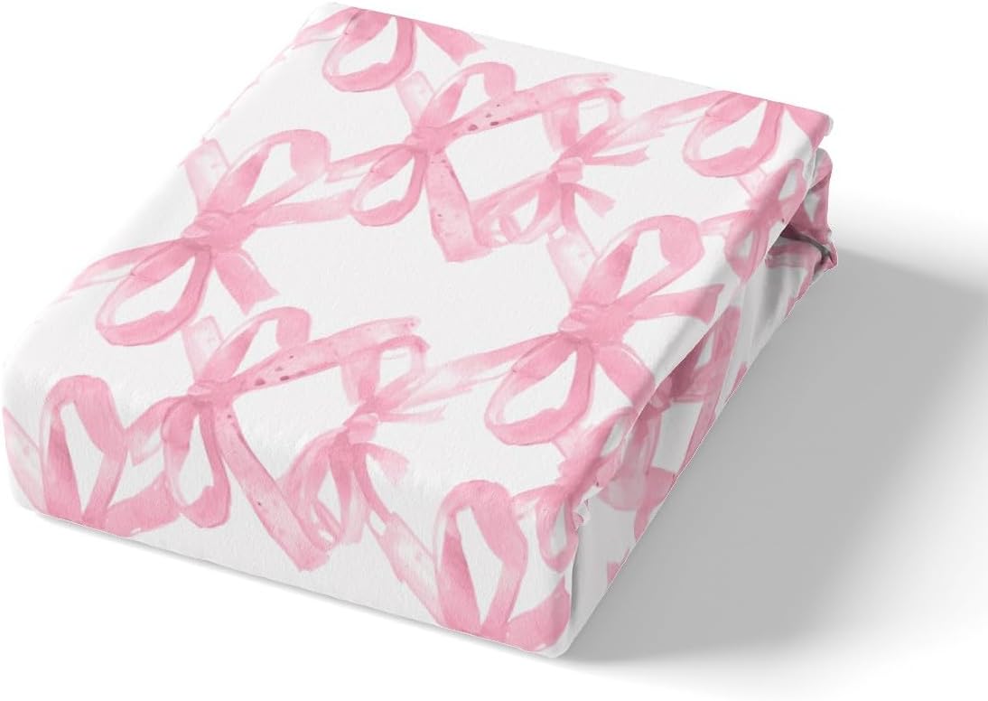 Feelyou Watercolor Pink Bow Duvet Cover Queen Size Bow Pattern Bedding Set Ultra Soft Dreamy Princess Style Comforter Cover Set Cute Bowknot Bedspread Cover Room Decor Bow (No Comforter)
