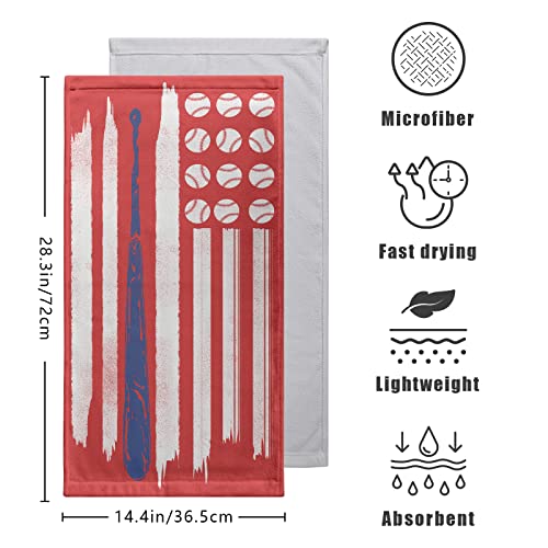 Lealeg American Flag Baseball Towels, Baseball Hand Towels Set Of 2, Vintage Baseball Lightweight Absorbent Premium Thin Kitchen Tea Dish Towels For Washcloths Bath Decorations Housewarming Gifts #TOP1