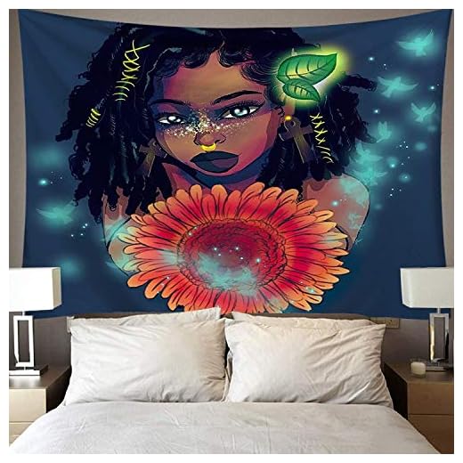 WERT Svart konst gobeläng väggbonad vacker svart afrikansk kvinna Amerika med drottning krona tapet bakgrund tyg A10 150 x 200 cm