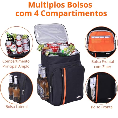 Mochila Térmica para 25/30 Latas, Mochila para Almoço, Bolsa Térmica à Prova de Vazamentos para Prai
