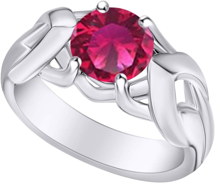 Solitaire Promise Ring for Women, 5MM Round Cut Simulated Birthstone Engagement Gemstone Ring in 14K Gold Plated 925 Sterling Silver Jewelry Gift for Her