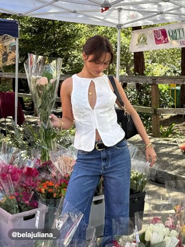 CIDER Shirts for Women Sleeveless Tank Top Linen Blend Crew Neck Cut Out Solid Regular Fit Woven Lined2