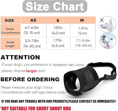 Hundemaulkorb verhindert Beißen und Fressen Bellen und Kauen, Nylon-Maulkorb für kleine, mittelgroße Hunde mit atmungsaktivem Netz, weicher Hunde-Mundschutz mit Verstellbarer Schlaufe (XS)