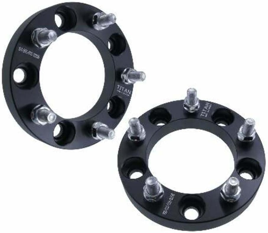 1" 5x5.5 Wheel Spacers - Fits Dodge 1500 Ford Fits F-100 Bronco Fits Jeep CJ - 1 Inch (25mm), 5x139.7, 1/2x20 Studs - Pair of 2 - Black