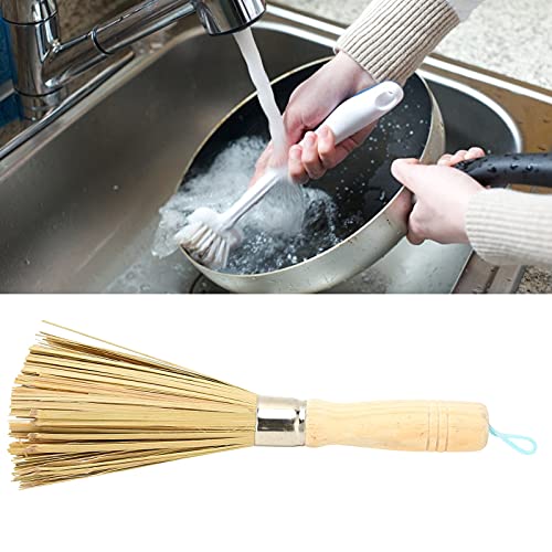 Image of Topyond Bamboo Pot Brush, Portable Bamboo Wok Brush with Handle Grill Scrubbing Cleaning Pan Scraper Tool for Kitchen Dish Bottle Bowl Pot