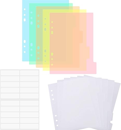 BAOFALI 11PCS A5 Size Dividers for 6 Ring Binder,with Reinforced Edge and 20Tabs,Paper Index Divider Category Page Tab Indexing Cards Die and Stamp