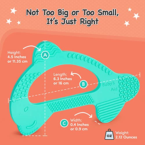 Baby's Aid Advanced Dolphin Teething Toy - Soothes Gums & Effective Teething Relief For Babies - Easy To Hold, Bpa Free, Multi-Textured Silicone - Baby Teether Toys For Boys & Girls 3-24 Months #TOP4