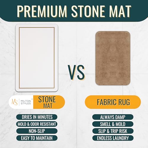 Stone Bath Mat Large, 32" x 20" – Super Absorbent Stone Bath Mats for Bathroom, Quick-Drying Diatomaceous Earth Bath Mat Large XL, Modern Diatomite Mat Easy to Clean, White Sandstone Tan by Milton Styles - Image 3