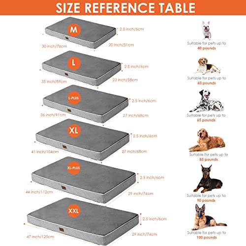 Eheyciga Memory Foam Dog Beds For Large Dogs, Waterproof Orthopedic Washable Extra Large Dog Bed, Xl Pet Bed With Waterproof Removable Cover And Non-Slip Bottom, Grey #TOP4