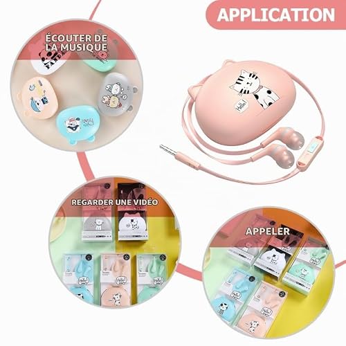 Veemoon Écouteurs Intra-Auriculaires Câblés Écouteurs Câblés avec Microphone Casque avec Fil Son Stéréo HiFi pour Musique Appels Vidéos Design Mignon 1 Pièce – vue 5