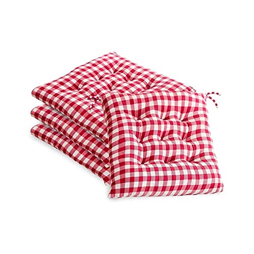 SBTXHJWCGLD Cojines de Silla a Cuadros en Blanco y Negro, Juego de 4 Cojines de Silla a Cuadros de búfalo para sillas de Comedor/Cocina Cojines de Asiento para Patio al Aire Libre con Lazos,
