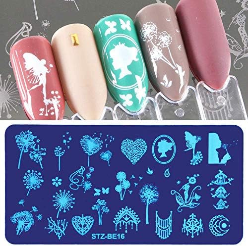 CFSAFAA Nail Art Valentine Cat Lace Flower Stainless Steel Nail Template Owl Manicure Nail Stamping Plate 1Pc Manicure Tools