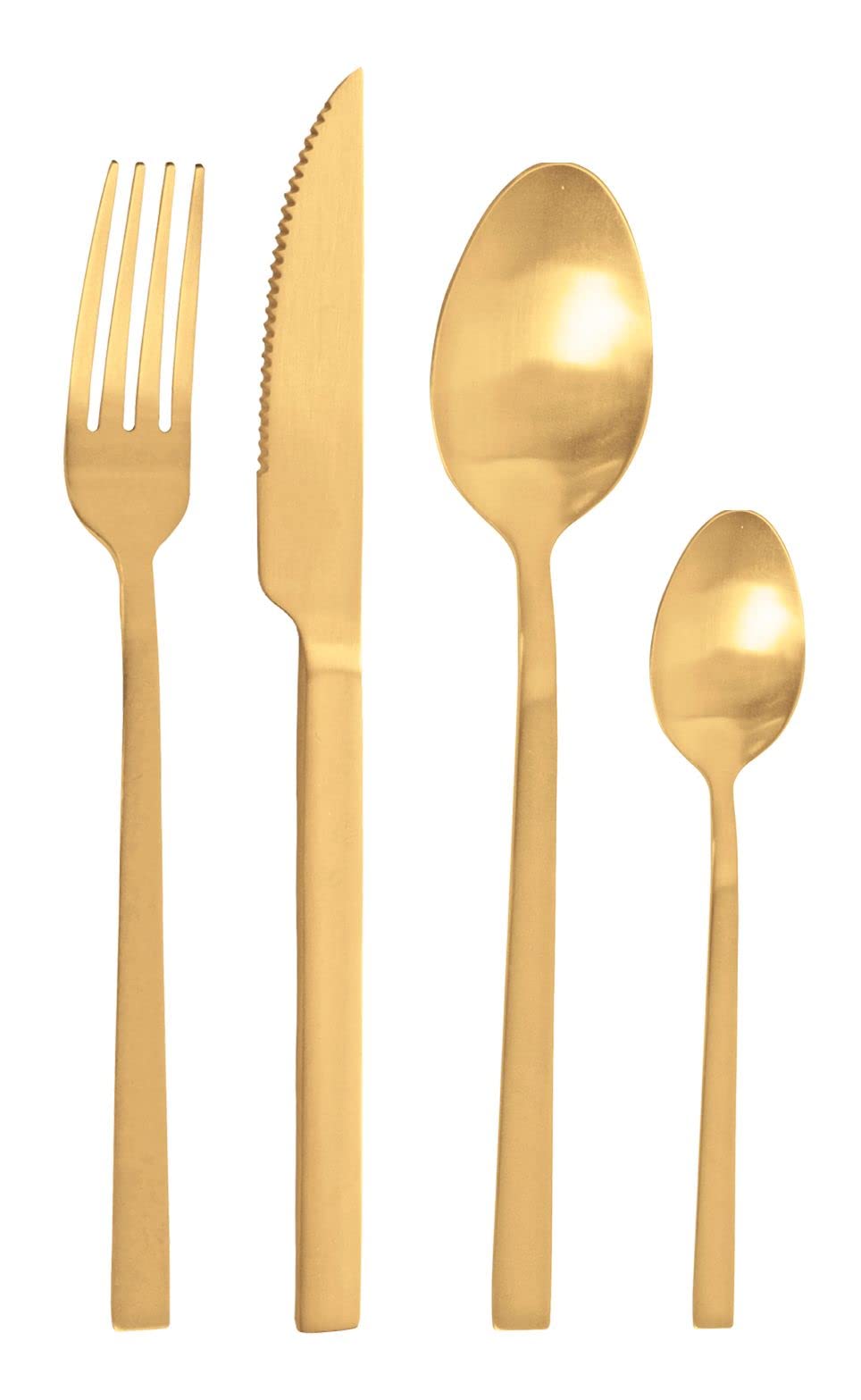 Pintinox Set da 24 Posate Serie Lucky Oro Satinato, Acciaio Inox Nichel free