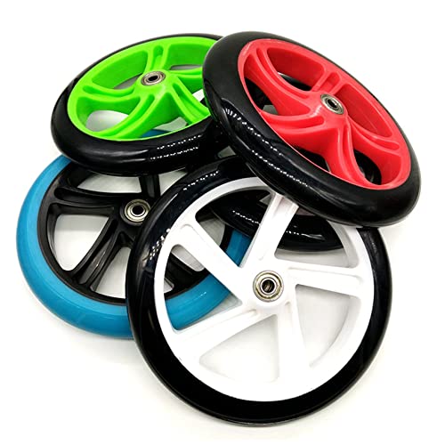 Qezodsx 4 Stück Rollerrad 200 mm Pu Material RadstäRke 30 mm Abec-7 Kugellager Rollerzubehör,Transparent Schwarz
