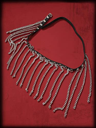 Verdusa Women's Punk Fringe Leather Waist Chain Belt Rave Body Jewelry Black One-Size #TOP1