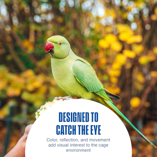 Image of Penn-Plax Bird Life Two Flower Mirror with Bell - Interactive Bird Toy with Spinning Floral Mirrors & Hanging Bell - Colorful Cage Accessory for Parakeets & Finches, Easy to Install - 3.75x1x9.2 in