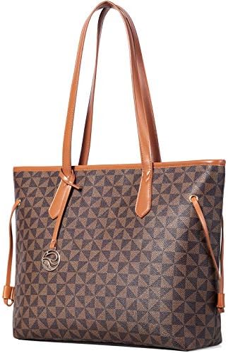 Lekesky Tote Bag for Women Stylish Handbag Faux Leather Shoulder Bag for Work School Dating, Brown