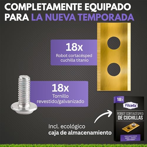 Filzada® 18x Cuchillas de Repuesto de Titanio adecuadas para Todos los Robots cortacésped Worx Landroid - Cuchillas también adecuadas para los Robots cortacésped LandXcape, Zoef Robot y Einhell. - imagen 5