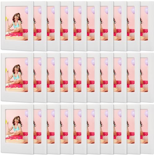 Suzile 30 Pack Mini Magnetic Picture Frames 2x3 Inch Picture Frames Small Table Picture Holder Compatible with Polaroid Fujifilm Instax Film Photos for Fridge Table Locker Whiteboard (White)