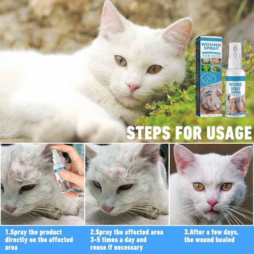 Cutiolly Haustier Wundspray,Wundpflege für Hunde Katzen,Pet Wound Spray,Wundheilungsspray,Katzen-Wundpflege,Haustier Reinigungsspray,für Wunden und Schürfwunden,Juckreiz,Linderung von Hunden,30ml