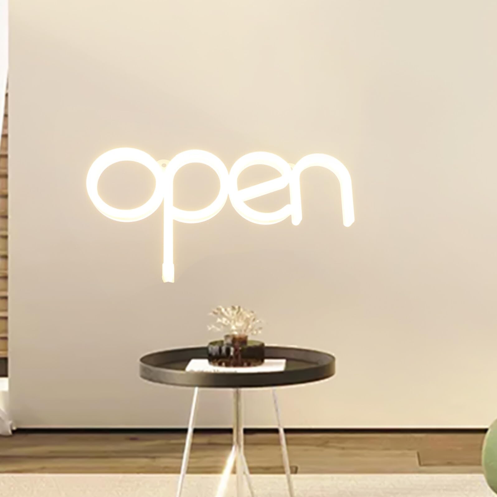 TOYANDONA Letrero de Neón Abierto para Navidad y Eventos LED Luz Ambiental en Tonalidad Clara Alimentación por USB y Batería Aaa para Decoración de Pared y Fiestas