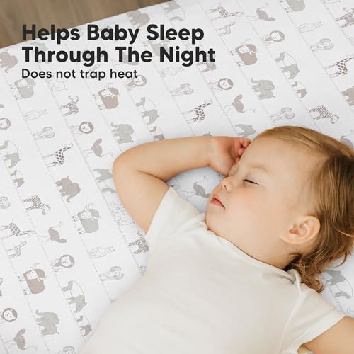Image of 2pk Mini Crib Sheets Fitted 38x26 Pack N Play Mattress Sheet (Savannah) | Organic Cotton Sheets for Pack and Play Mattress, Soft, Breathable Playard Bedding Sheet, Mini Toddler Bed Cover, Boys, Girls
