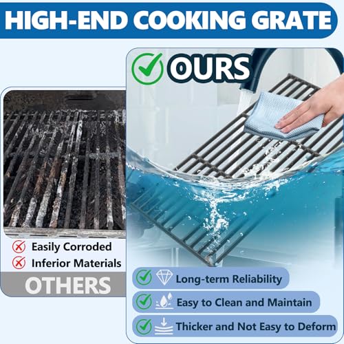 Image of SafBbcue 97888 Cooking Grates for Monument Grill Replacemnt Parts 24367 24633 13892 17842 35633 41847NG, Cast Iron Grids for Monument 35633R 35633B D405 D425 4-Burner Grill Accessories