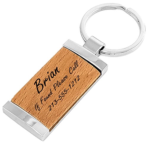 Gifts Infinity® Personalized Rectangle Wooden Keychain - Free Laser Engraving (W-1, Rectangle)
